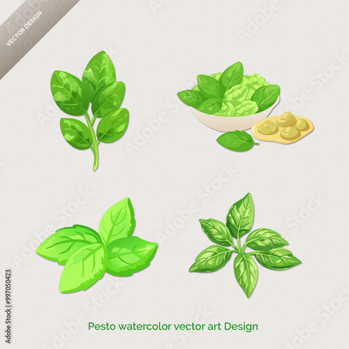 Pesto Perfection - Watercolor Vector Art Illustration Set