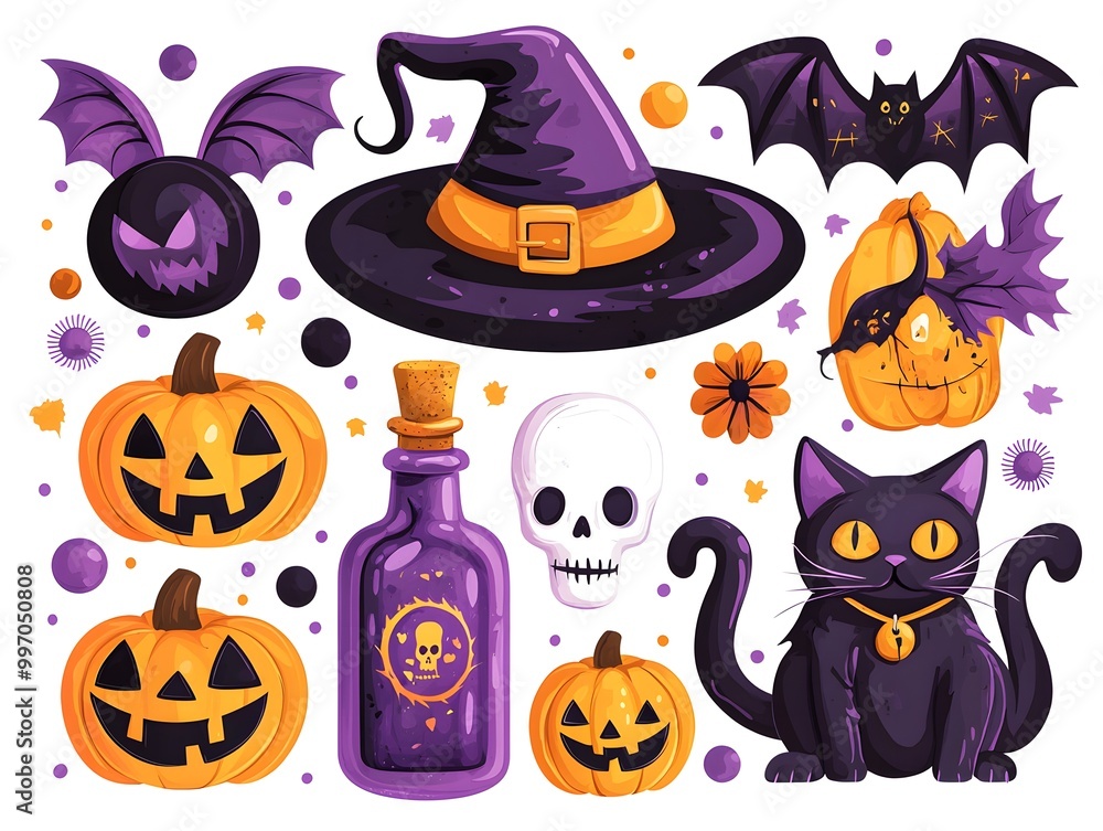 Halloween element collection on white background AI generated Halloween element collection on white background AI generated