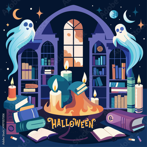 Darkness, terror An unsettling Halloween pumpkin on a frightening backdrop flyer poster
