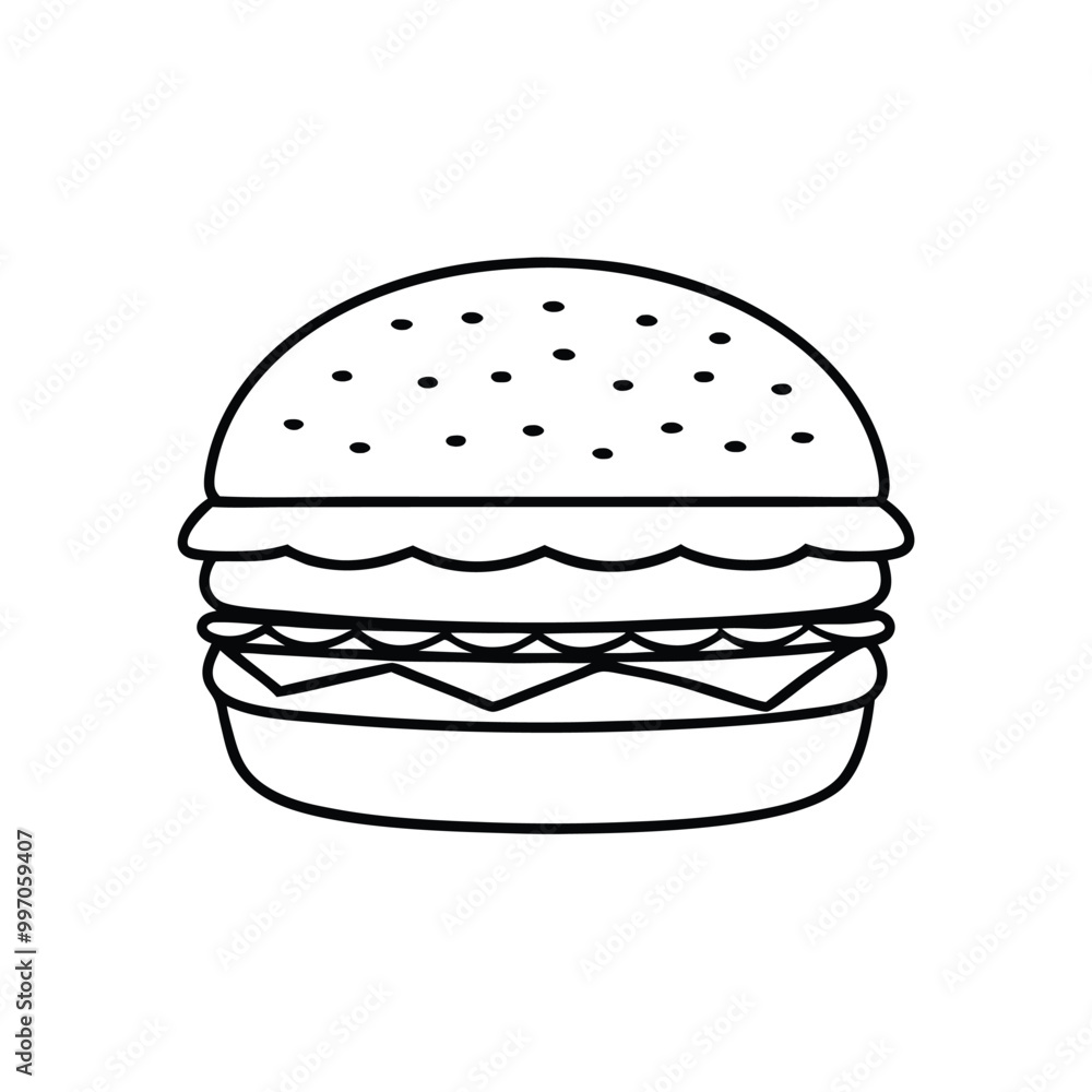 Burger vector, outline, silhouette, isolated white background Burger vector, outline, silhouette, isolated white background