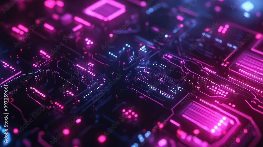 Fototapeta premium Abstract circuit cyberspace design created with Generative Ai technology