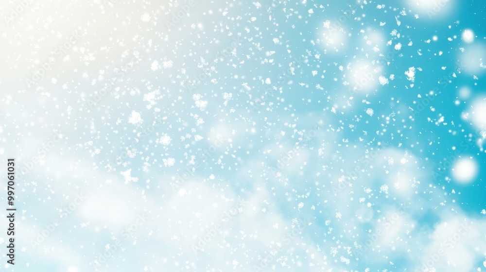 A light blue background adorned with gently falling snowflakes, creating a soft, airy atmosphere. A light blue background adorned with gently falling snowflakes, creating a soft, airy atmosphere.