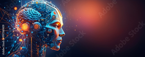 Abstract futuristic humanoid artificial intelligence technology concept