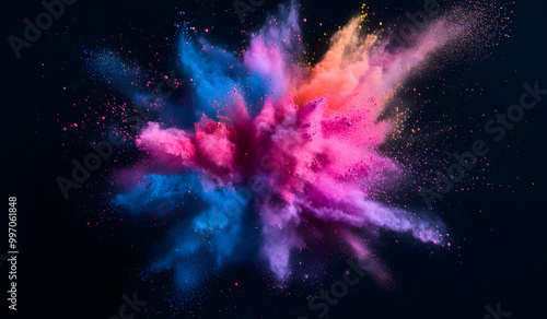  Vibrant Explosion of Colorful Powder in Dark Background Design