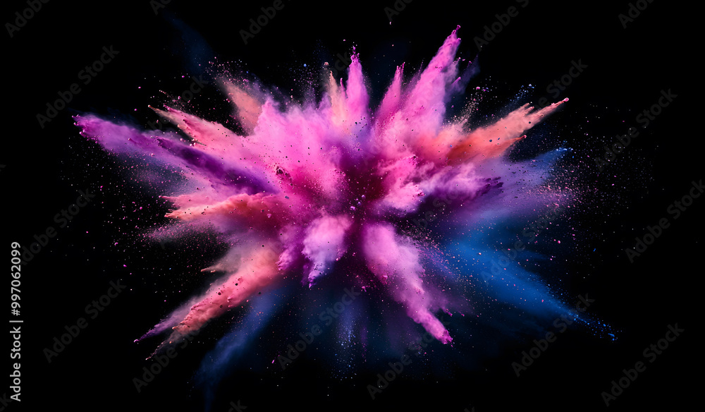 Vibrant Explosion of Colorful Powder in Dark Background Design Vibrant Explosion of Colorful Powder in Dark Background Design