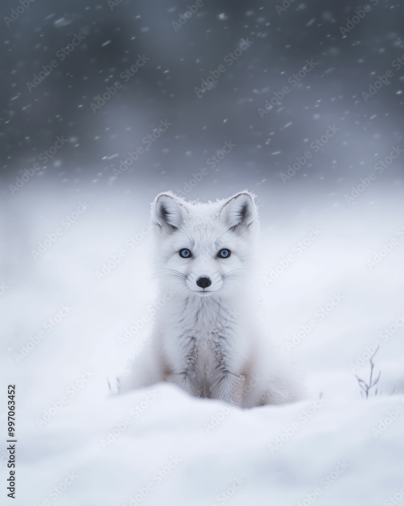 Naklejka premium Snowy Arctic Fox in Winter Wonderland