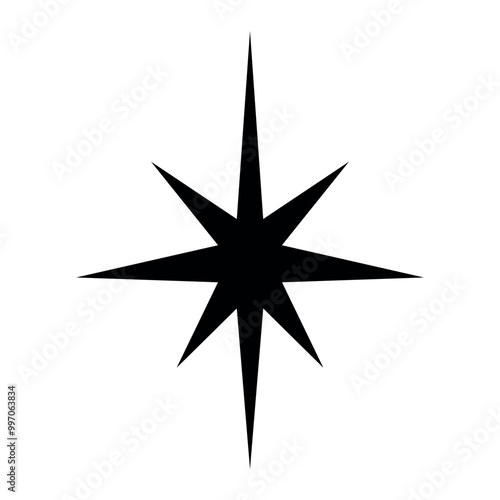 The eight -pointed star of Jesus, Christmas decoration, black force on a transparent background, vector drawing for a stencil