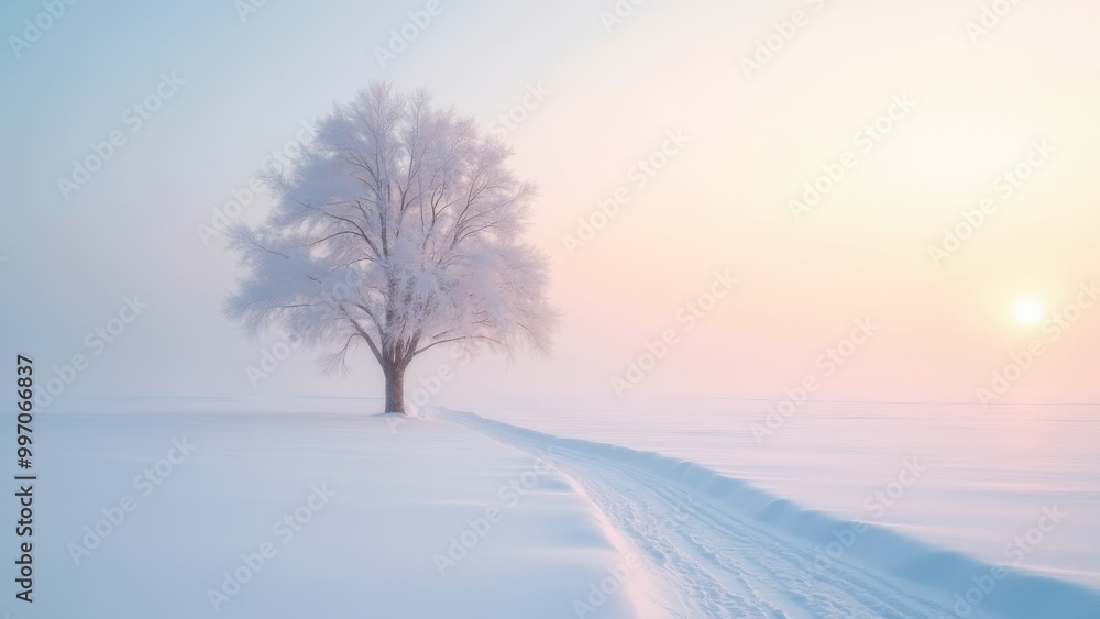 Generative AI, a lone tree in a snowy landscape with a trail leading to it and a bright blue sky in the background, winter, a minimalist painting, minimalism
Generative AI, a lone tree in a snowy landscape with a trail leading to it and a bright blue sky in the background, winter, a minimalist painting, minimalism
