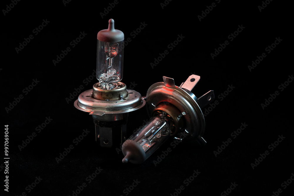 Two vehicles headlights on a black background Two vehicles headlights on a black background