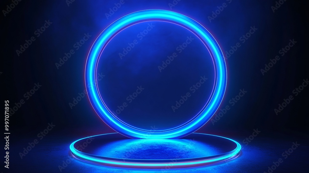 A vibrant blue circle shines brightly, surrounded by glowing neon lines. This eye-catching podium is perfect for showcasing awards, presentations, and special occasions. A vibrant blue circle shines brightly, surrounded by glowing neon lines. This eye-catching podium is perfect for showcasing awards, presentations, and special occasions.