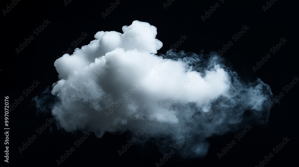 A white, fluffy cloud stands out against a black background. This creates a dramatic effect, like smoke, fog, or smog. A white, fluffy cloud stands out against a black background. This creates a dramatic effect, like smoke, fog, or smog.
