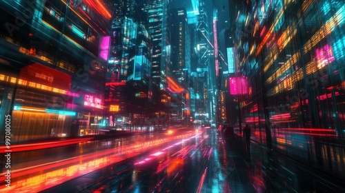 Futuristic Neon City Lights