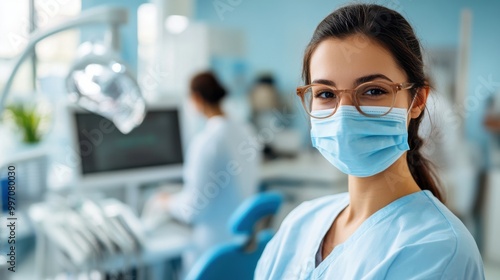 Healthcare Professional in Medical Setting with Mask