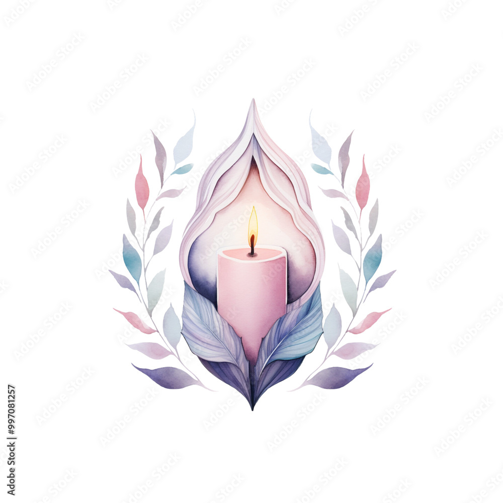 Pink burning candle in a pink purple and blue flower or feminine symbol wall sconce with pink purple blue leaves for Ostara or Easter or Spring Equinox or for aesthetic unicorn vibes Pink burning candle in a pink purple and blue flower or feminine symbol wall sconce with pink purple blue leaves for Ostara or Easter or Spring Equinox or for aesthetic unicorn vibes