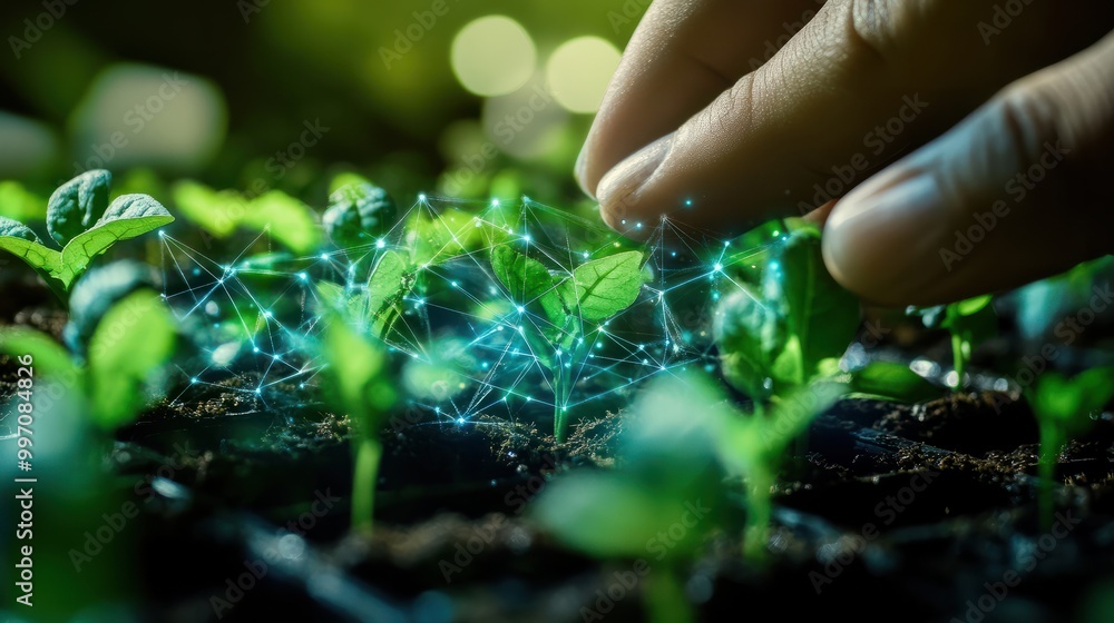 Using agricultural technologies for growing plants and scientific plants research concepts. Nature, technology and environment. Futuristic agriculture. Generative AI Using agricultural technologies for growing plants and scientific plants research concepts. Nature, technology and environment. Futuristic agriculture. Generative AI