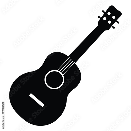 Guitar vector silhouette on  a whit background