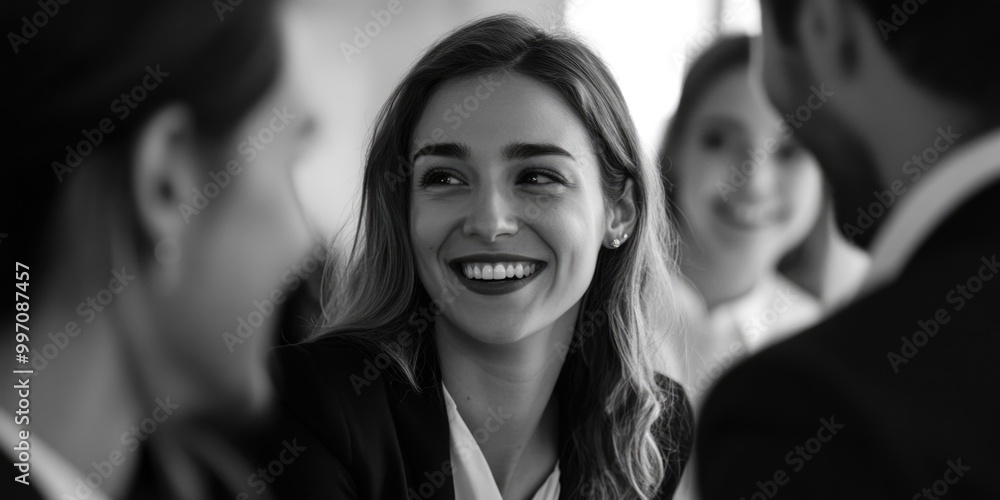 Business Meeting with Smiling Woman Business Meeting with Smiling Woman
