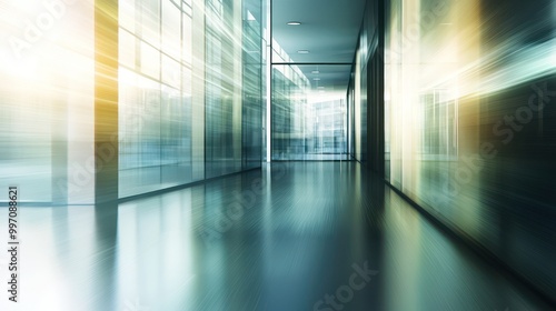 Wallpaper Mural A blurred, abstract depiction of an empty modern office space, emphasizing minimalism and corporate aesthetics. Torontodigital.ca