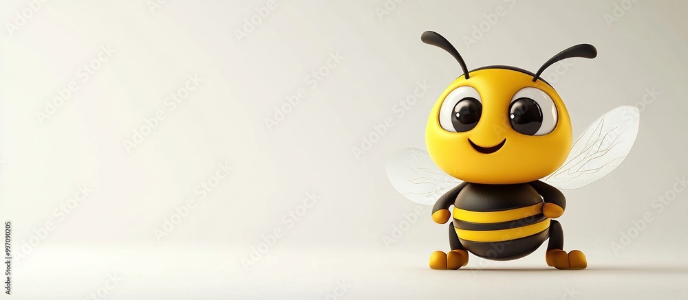 Cute Cartoon Bee on White Background Cute Cartoon Bee on White Background