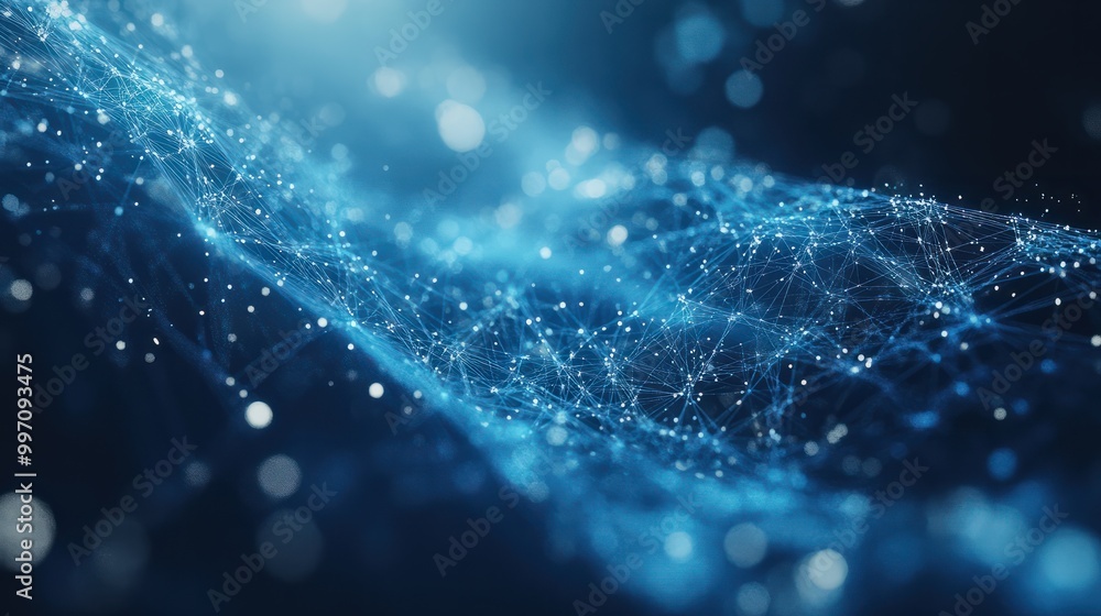 Blue abstract background with a network grid and particles connected. Generative AI AIG21. Blue abstract background with a network grid and particles connected. Generative AI AIG21.