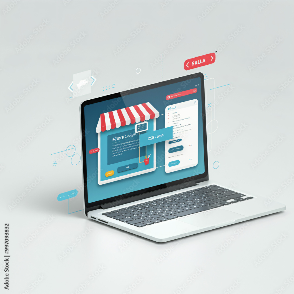 laptop and concept of shopping laptop and concept of shopping