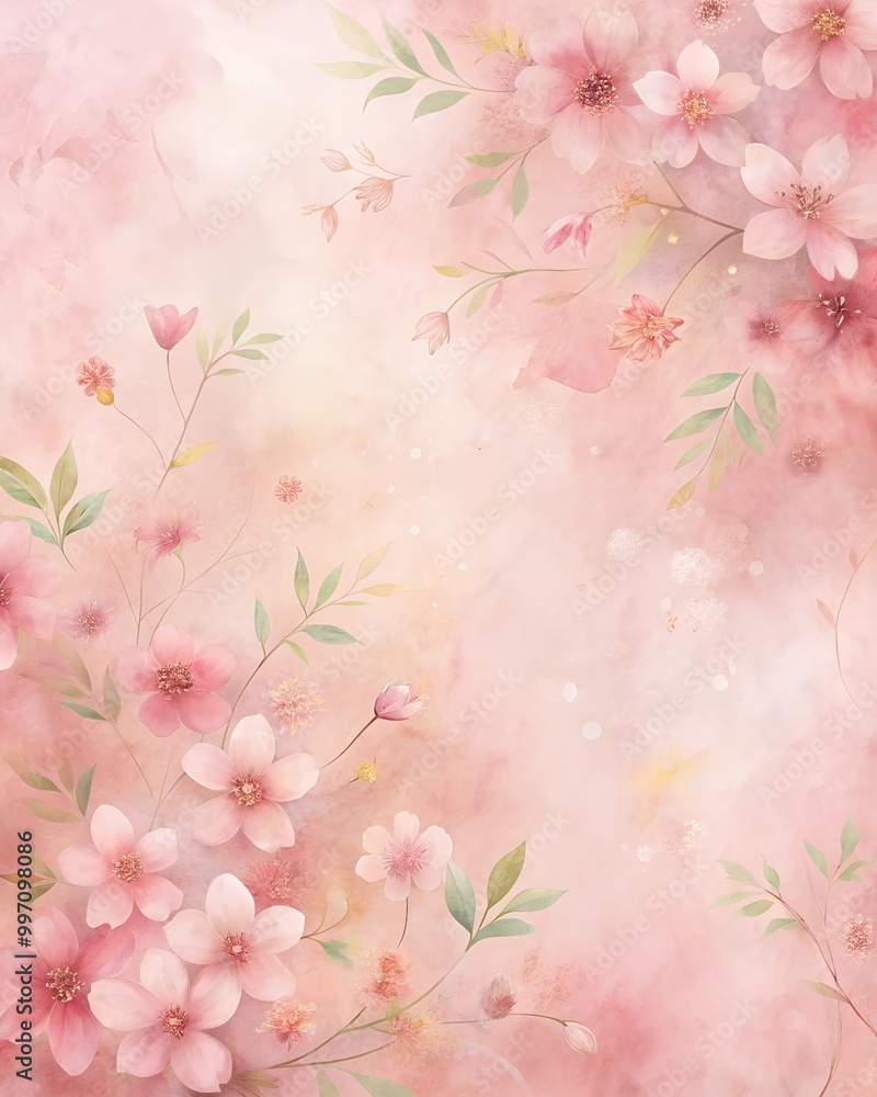 Delicate Blossom Watercolor Art on Pastel Background Delicate Blossom Watercolor Art on Pastel Background