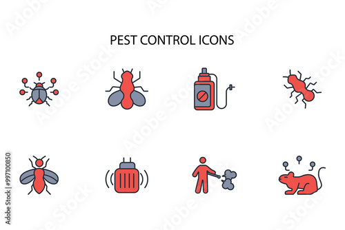 Pest control icon set.vector.Editable stroke.linear style sign for use web design,logo.Symbol illustration.