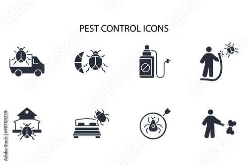 Pest control icon set.vector.Editable stroke.linear style sign for use web design,logo.Symbol illustration.