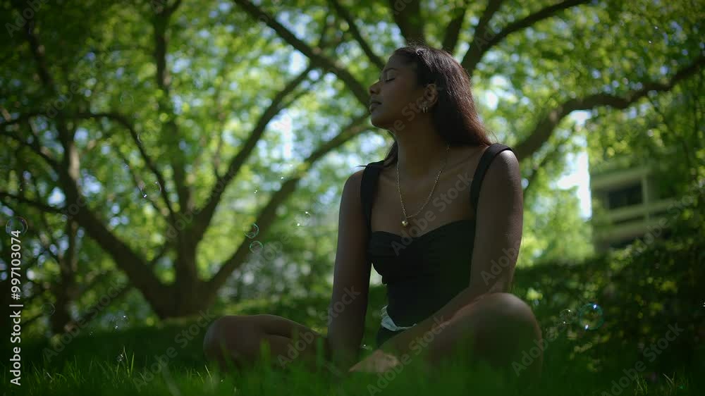 Enjoy a peaceful experience surrounded by vibrant bubbles in stunning natural beauty Enjoy a peaceful experience surrounded by vibrant bubbles in stunning natural beauty