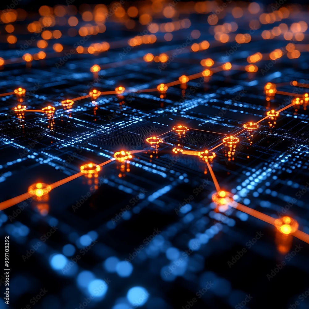 Abstract Digital Network: Glowing Lines and Connections Abstract Digital Network: Glowing Lines and Connections
