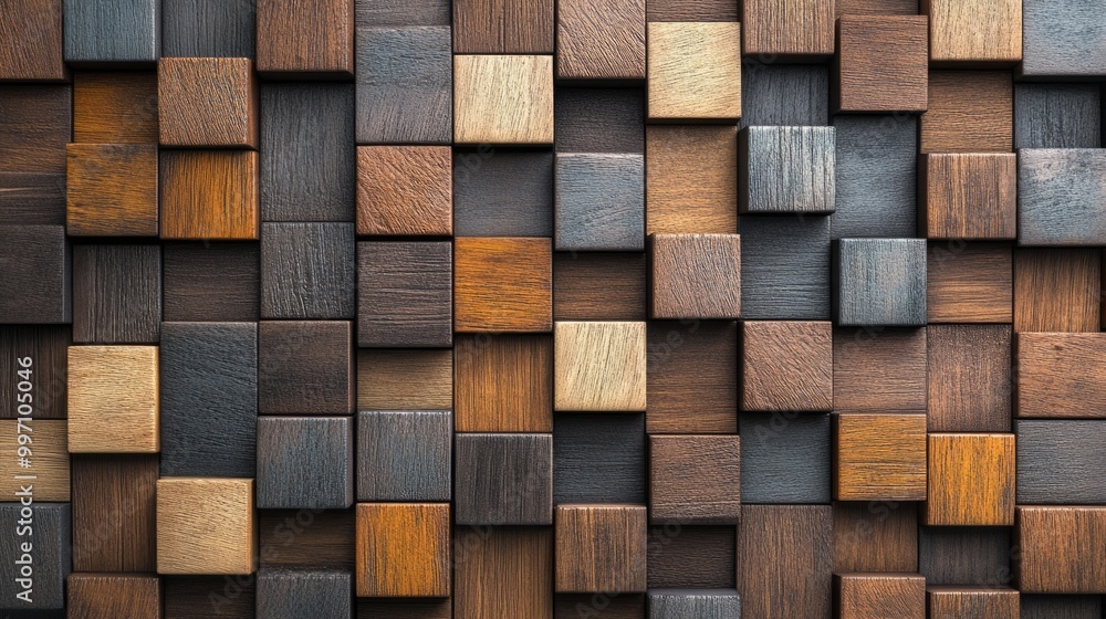 Islamic Geometric Wood Block Wall Mosaic with Timber Arabesque Tile Pattern. Premium 3D Render Islamic Geometric Wood Block Wall Mosaic with Timber Arabesque Tile Pattern. Premium 3D Render