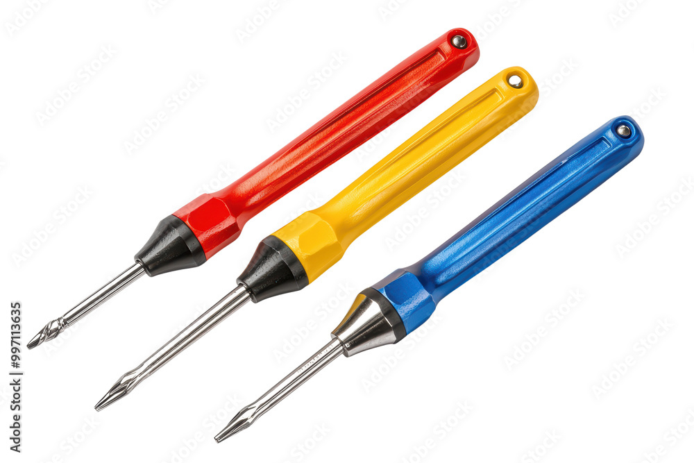 Colorful screwdrivers isolated on transparent background. Colorful screwdrivers isolated on transparent background.