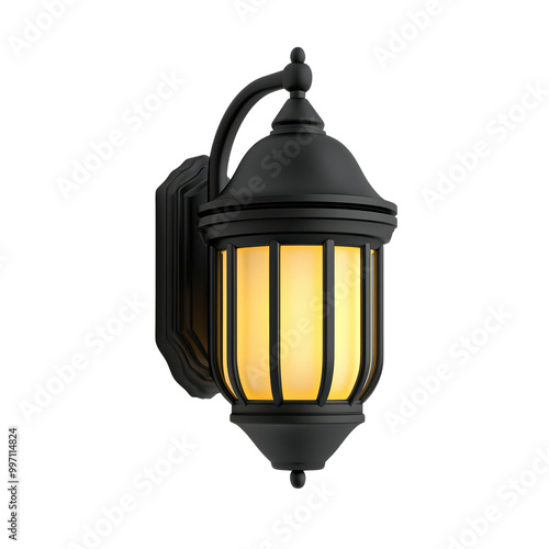 Elegant wall-mounted lantern isolated on transparent background.