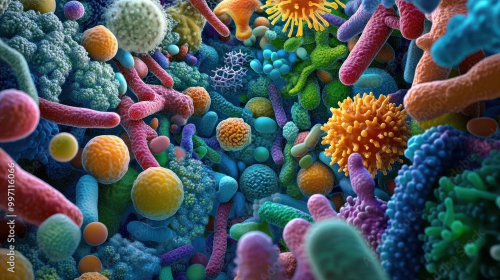 A microscopic examination of the bacteria in our gut, producing ...