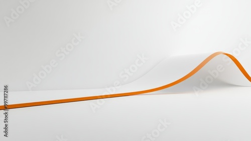 White Background with Thin, Curving orange Line and space for text or logos