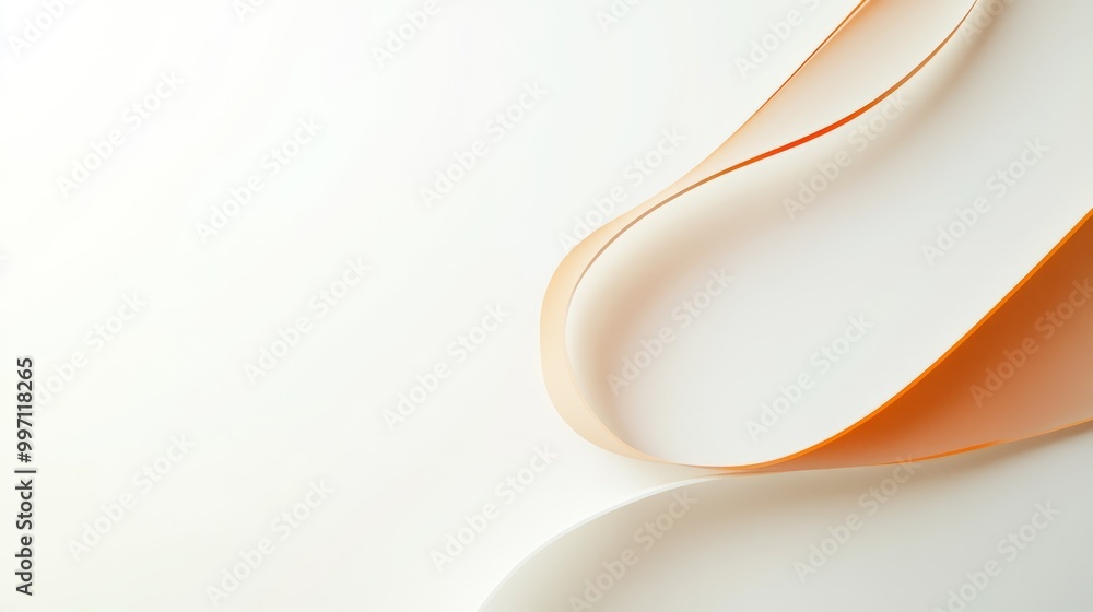 Naklejka premium White Background with Thin, Curving orange Line and space for text or logos