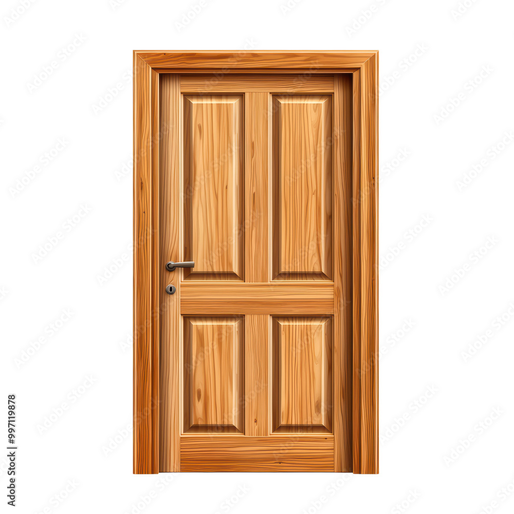 Wooden door with a natural finish isolated on transparent background. Wooden door with a natural finish isolated on transparent background.