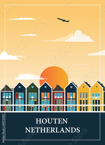 A line of houses in Houten, Netherlands photo