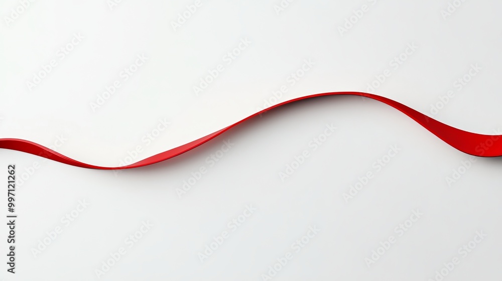 White Background with Thin, Curving red Line and space for text or logos White Background with Thin, Curving red Line and space for text or logos