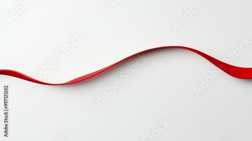 White Background with Thin, Curving red Line and space for text or logos