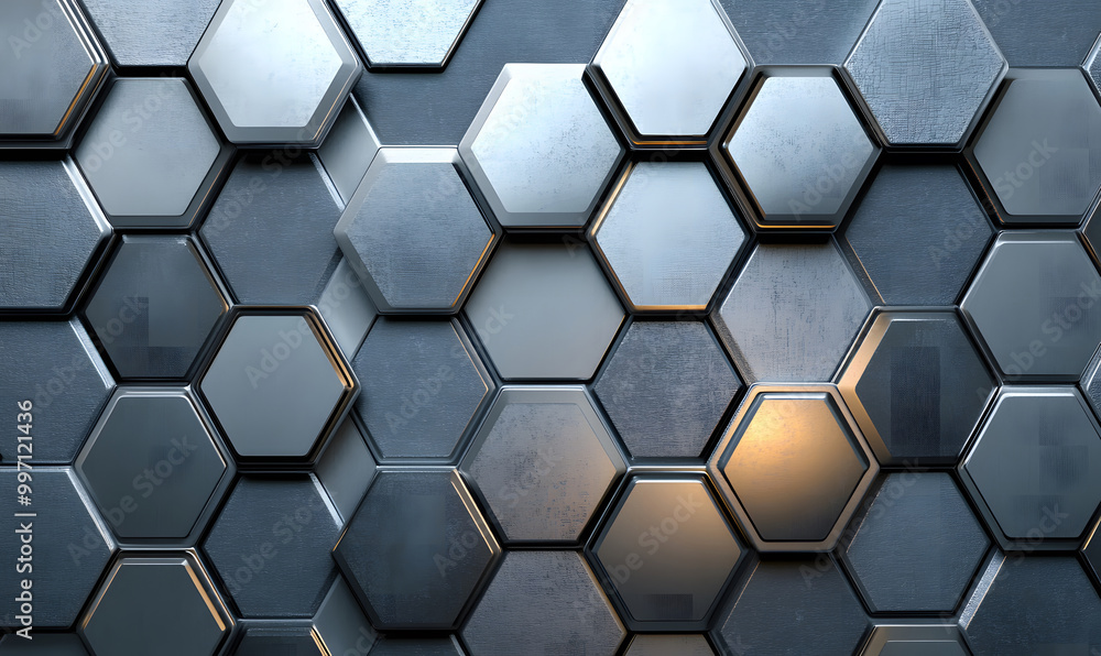 Hexagonal Metallic Textured Background design Hexagonal Metallic Textured Background design