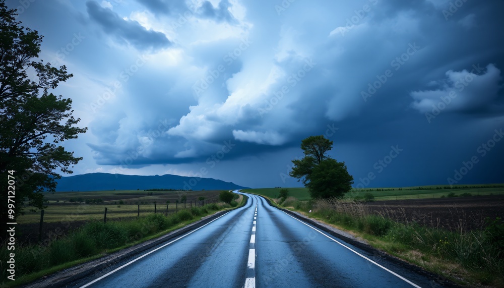Fototapeta premium A road leading to a storm