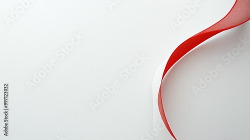 White Background with Thin, Curving red Line and space for text or logos