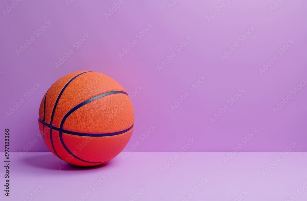 basketball ball on a violet plain background with space for text. basketball ball on a violet plain background with space for text.