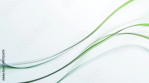 White Background with Thin, Curving green Line and space for text or logos