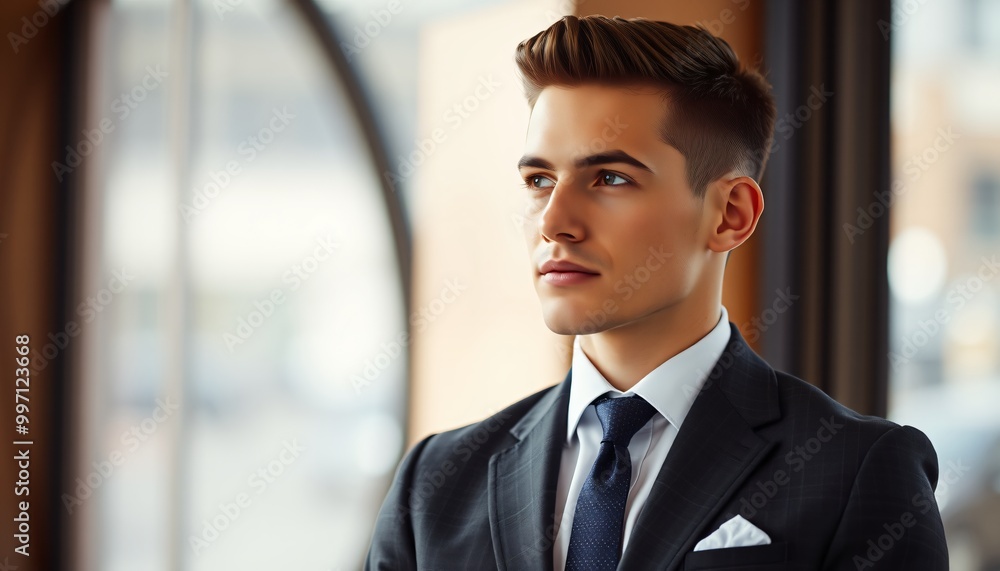 Fashionable young man in a suit and tie