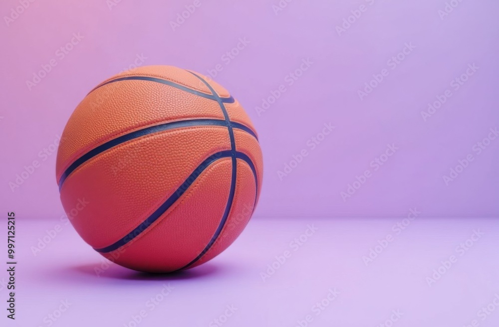 basketball ball on a violet plain background with space for text. basketball ball on a violet plain background with space for text.