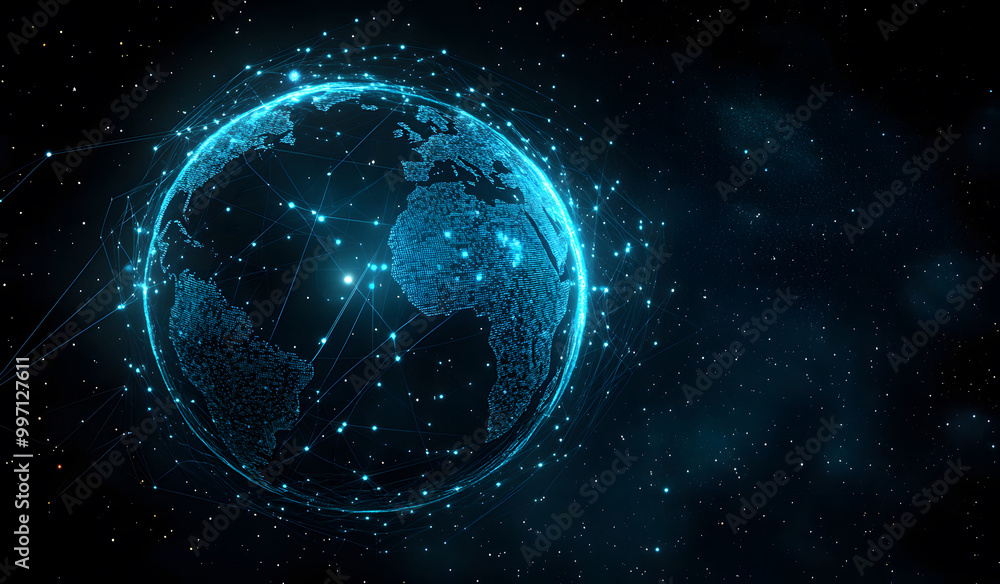 Digital Blue Globe with Network Connections design Digital Blue Globe with Network Connections design