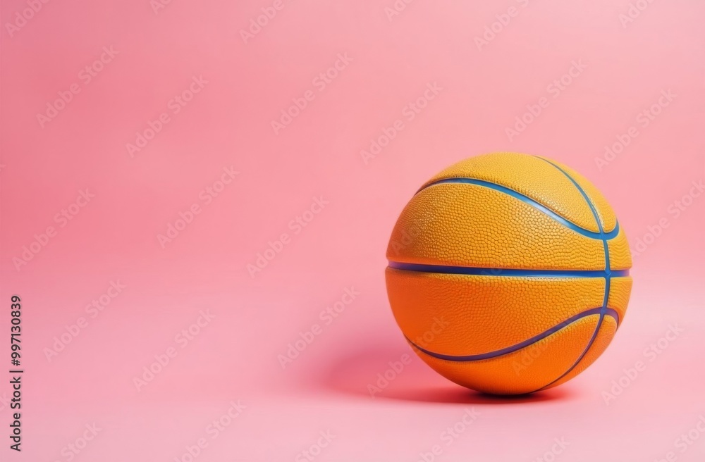 basketball ball on a pink plain background with space for text. basketball ball on a pink plain background with space for text.