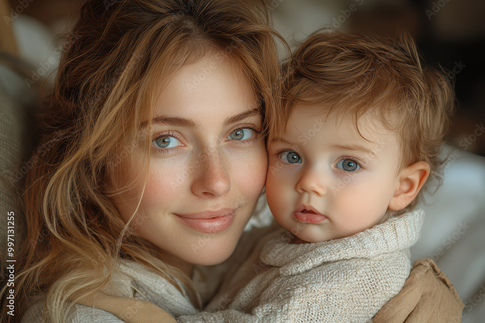 Newborn baby and mother smiling at the camera. Happy young woman holding a newborn. Newborn baby and mother smiling at the camera. Happy young woman holding a newborn.